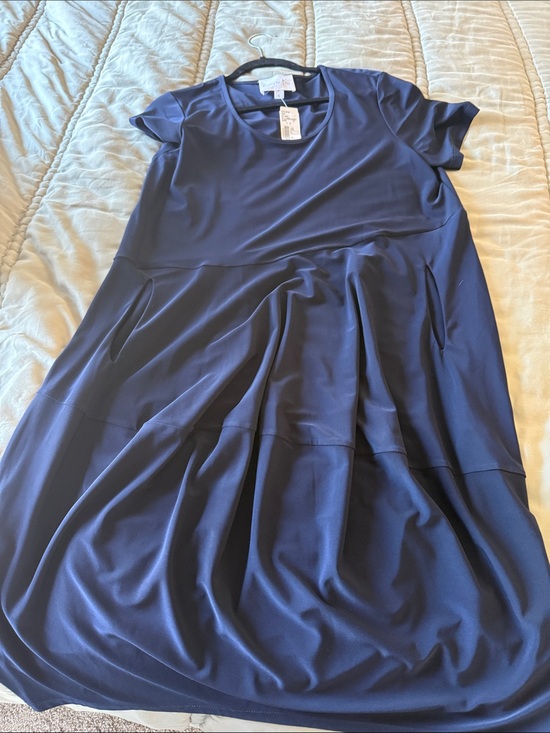 Compli k Dresses & Skirts - Classic Navy Short-Sleeve Midi Dress with Pockets